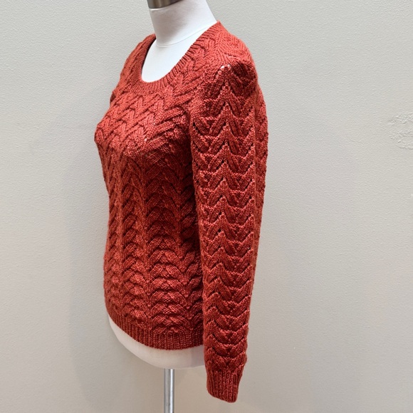 Custom Hand-knit Rust Wool Sweater - Picture 3 of 7